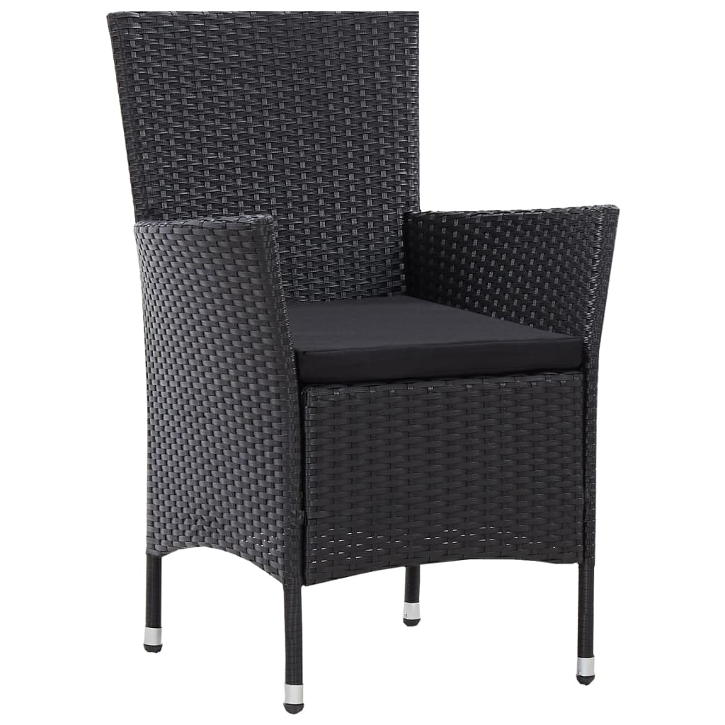 Set de mobilier de exterior, 5 piese, negru, poliratan