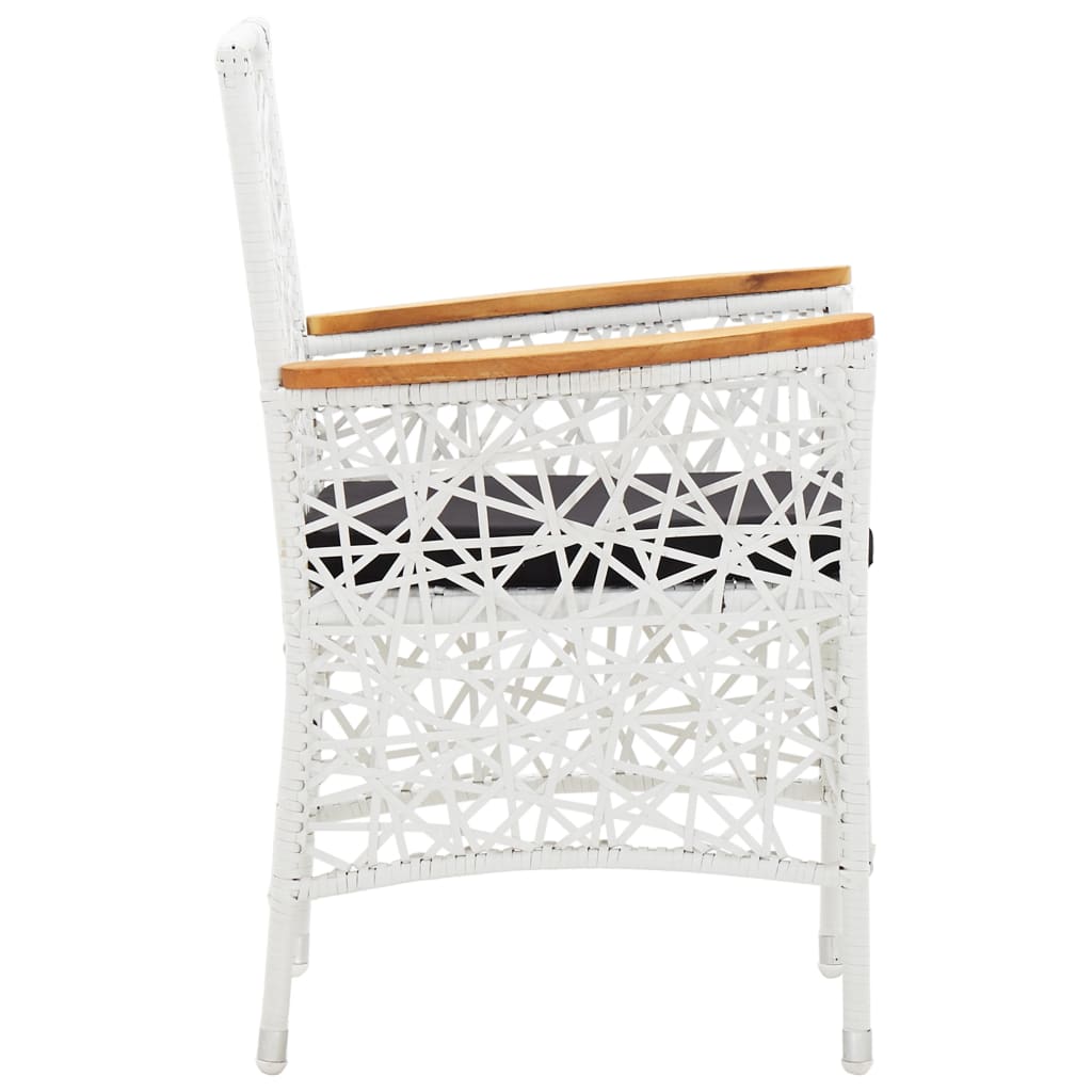 Outdoor furniture set, 7 pieces, white, polyrattan