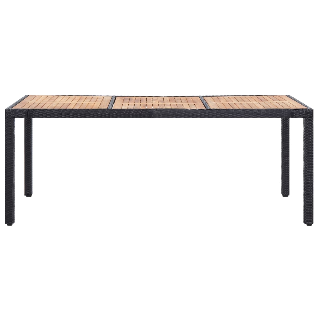 Set mobilier de exterior cu perne, 9 piese, negru, poliratan