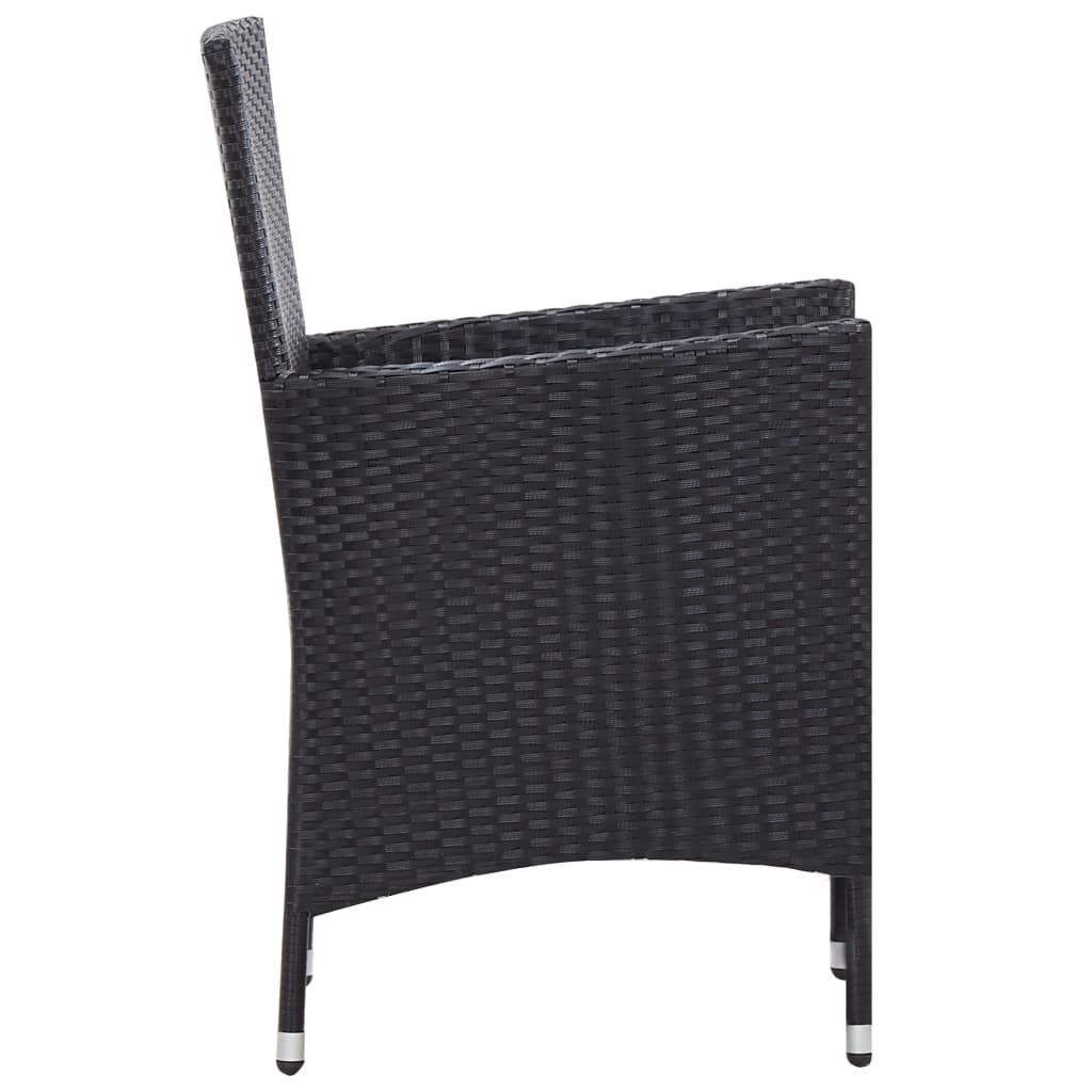 Set mobilier de exterior cu perne, 9 piese, negru, poliratan