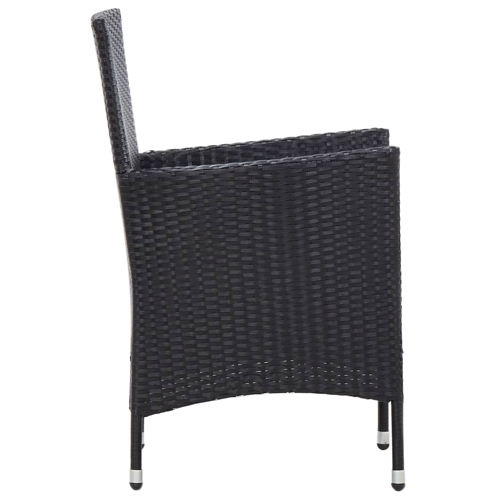 5-piece outdoor furniture set with cushions, black, polyrattan