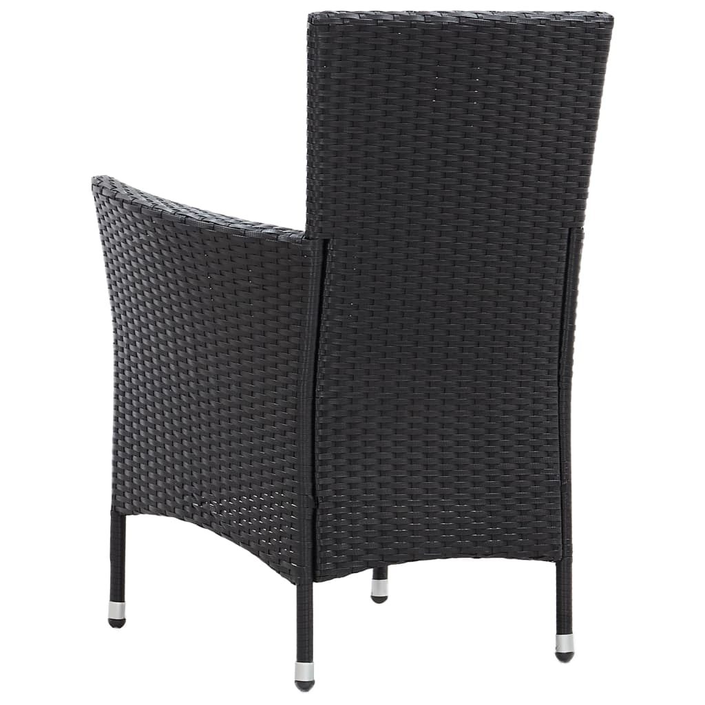 Set mobilier de exterior cu perne, 5 piese, negru, poliratan