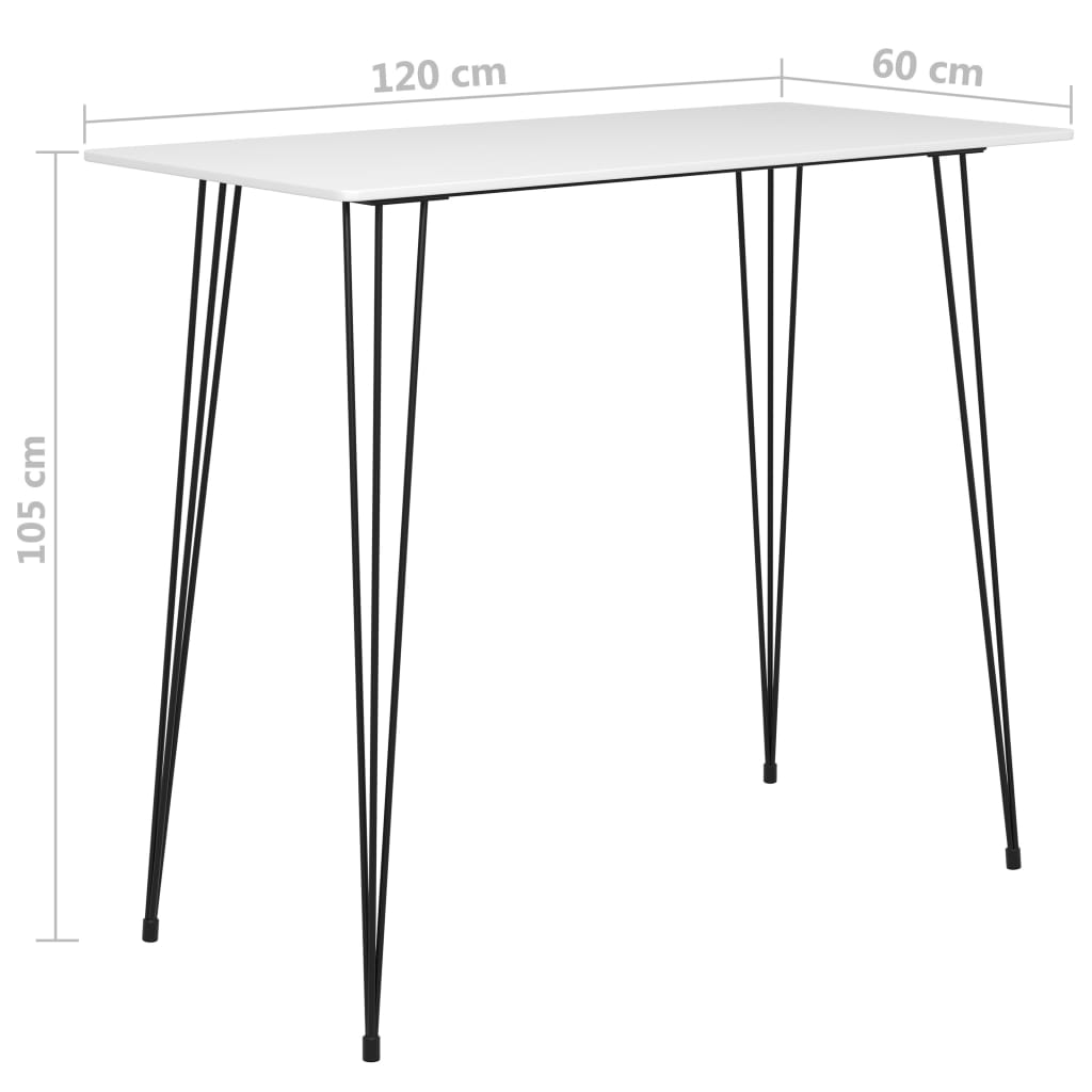 Bar table, white, 120 x 60 x 105 cm