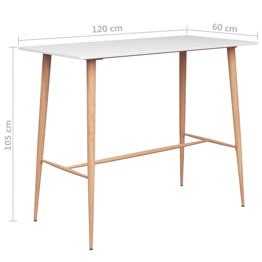 Bar table, white, 120 x 60 x 105 cm