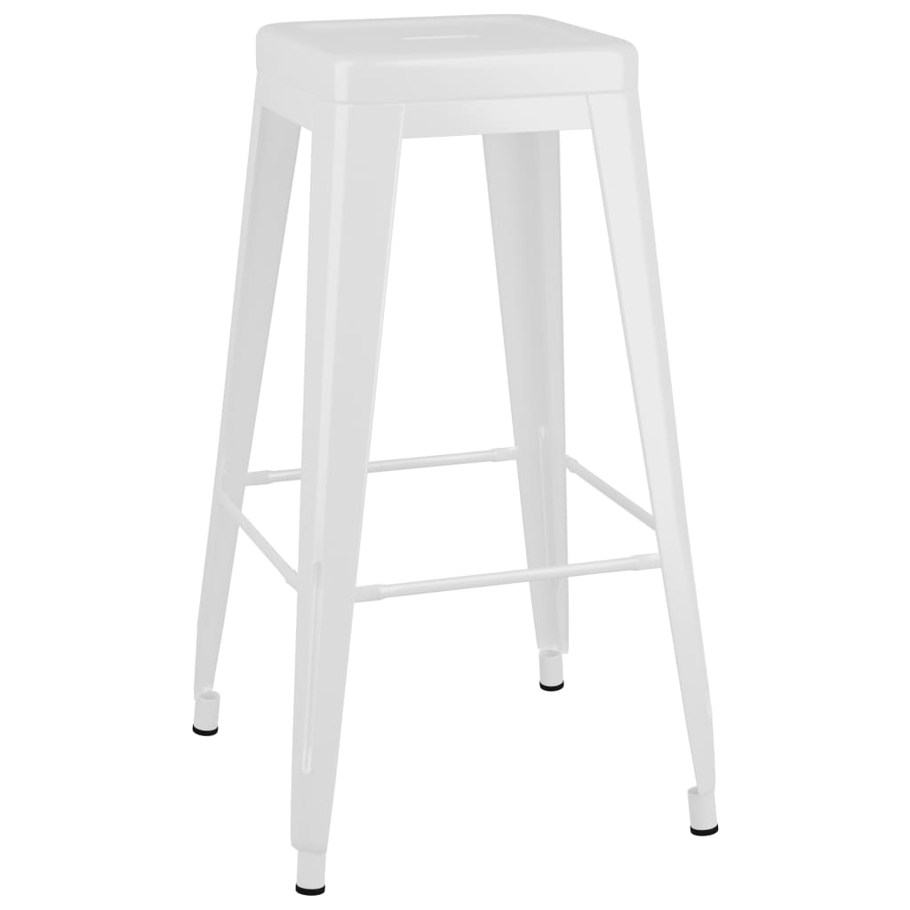 Stackable bar stools, 2 pcs., white, metal