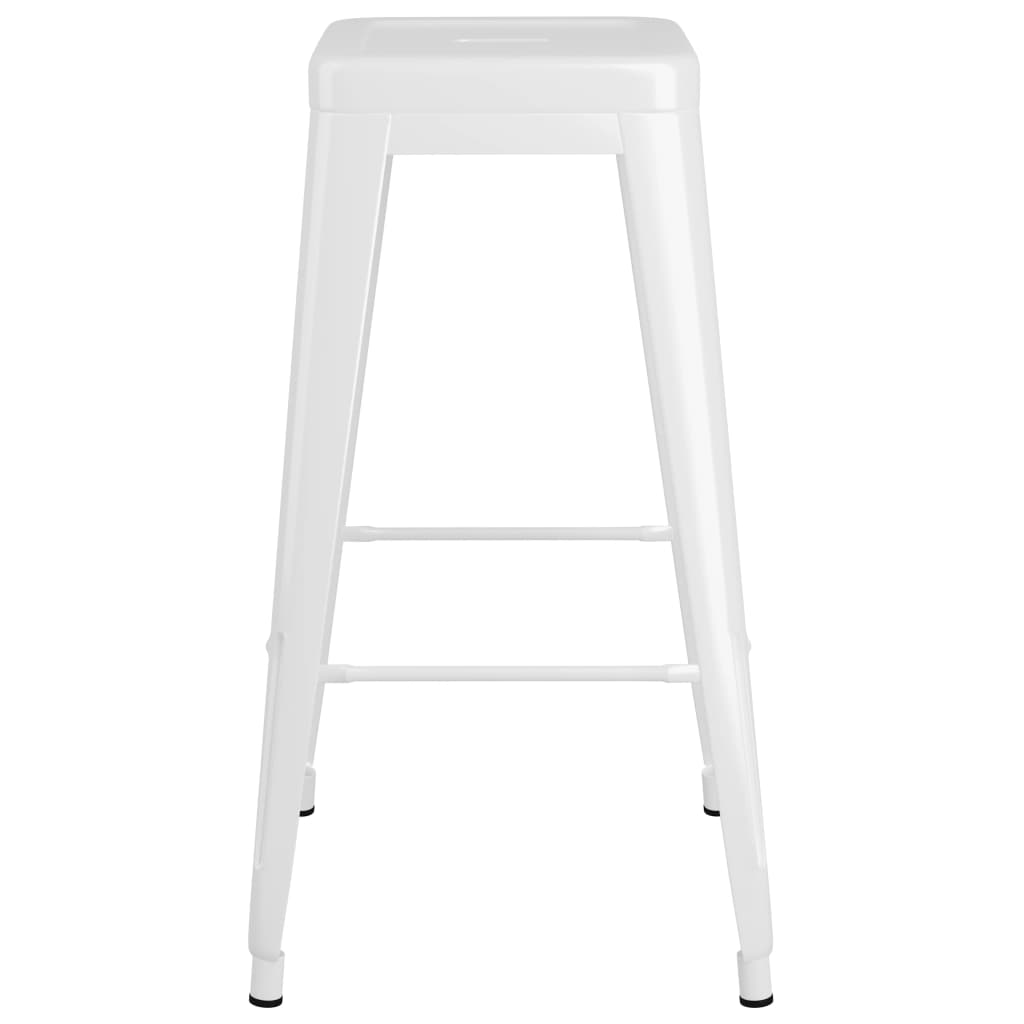 Stackable bar stools, 2 pcs., white, metal