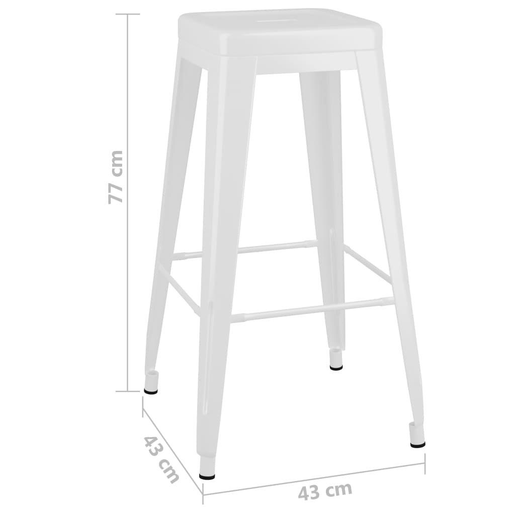 Stackable bar stools, 2 pcs., white, metal