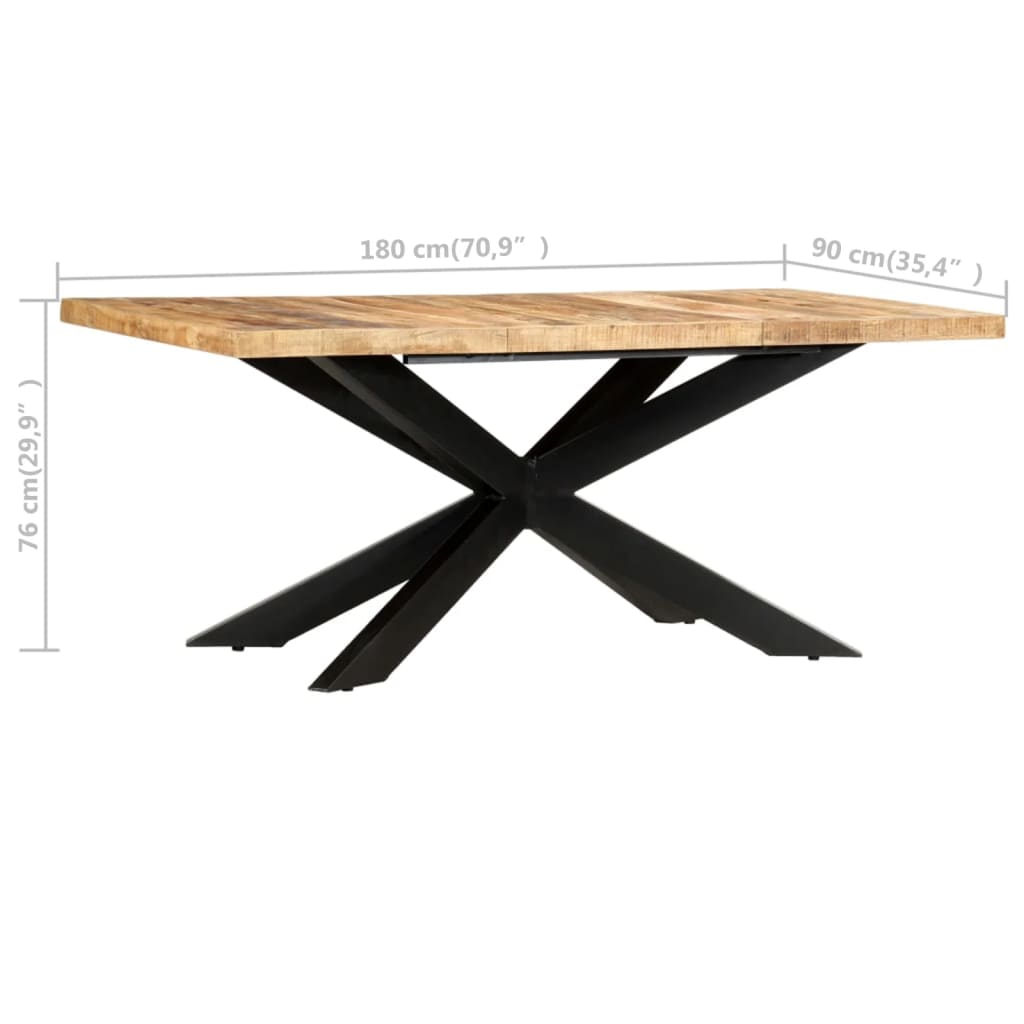 Kitchen table, 180x90x76 cm, solid mango wood, unfinished