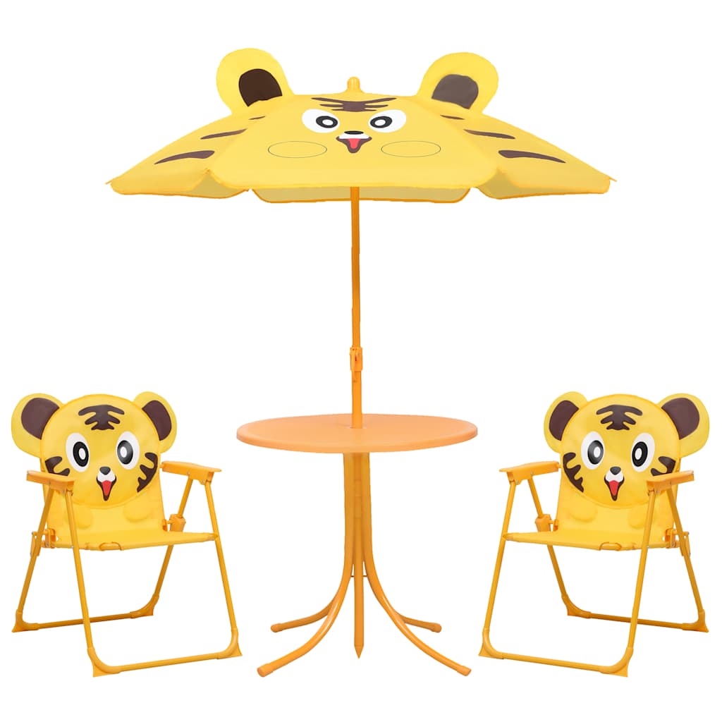 Children's garden bistro set with umbrella, 3 pieces, yellow