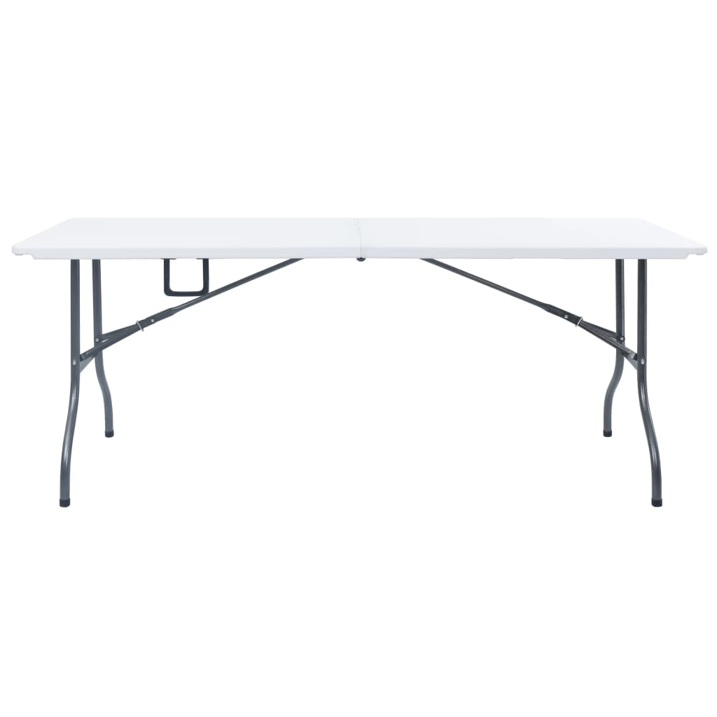 Folding garden table with 2 benches, white, 180 cm, steel and HDPE