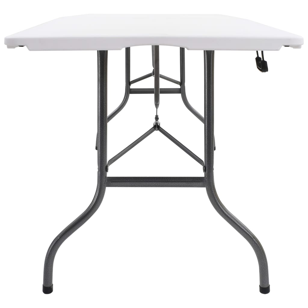 Folding garden table with 2 benches, white, 180 cm, steel and HDPE