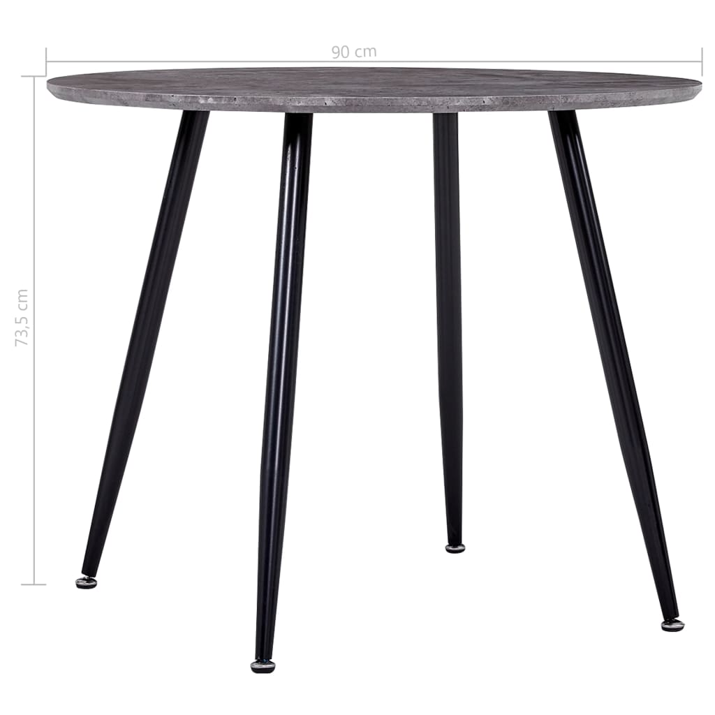 Kitchen table, concrete grey and black, 90 x 73.5 cm, MDF