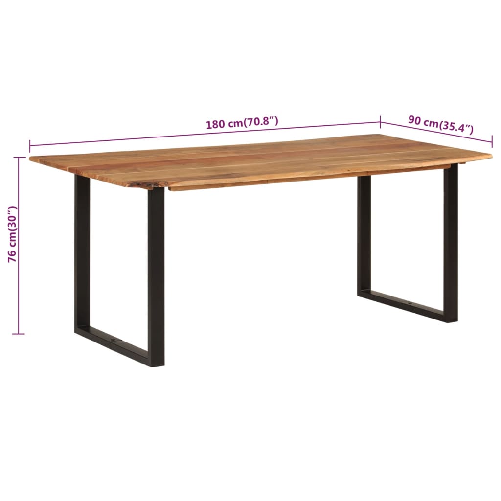 Kitchen table, 180 x 90 x 76 cm, solid acacia wood