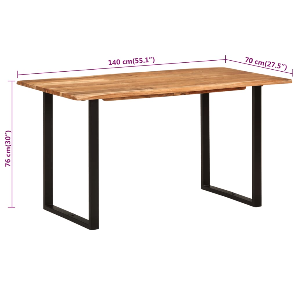 Kitchen table, 140 x 70 x 76 cm, solid acacia wood