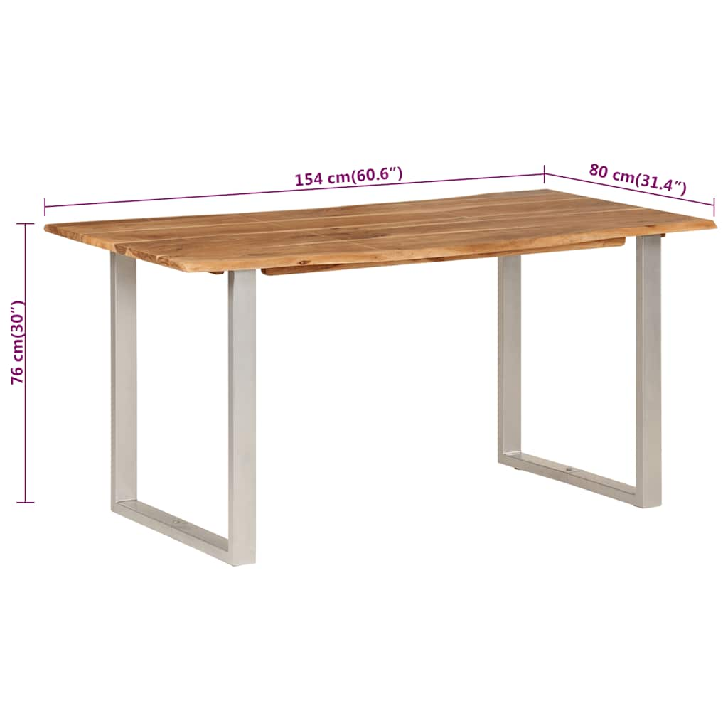 Kitchen table, 154x80x76 cm, solid acacia wood