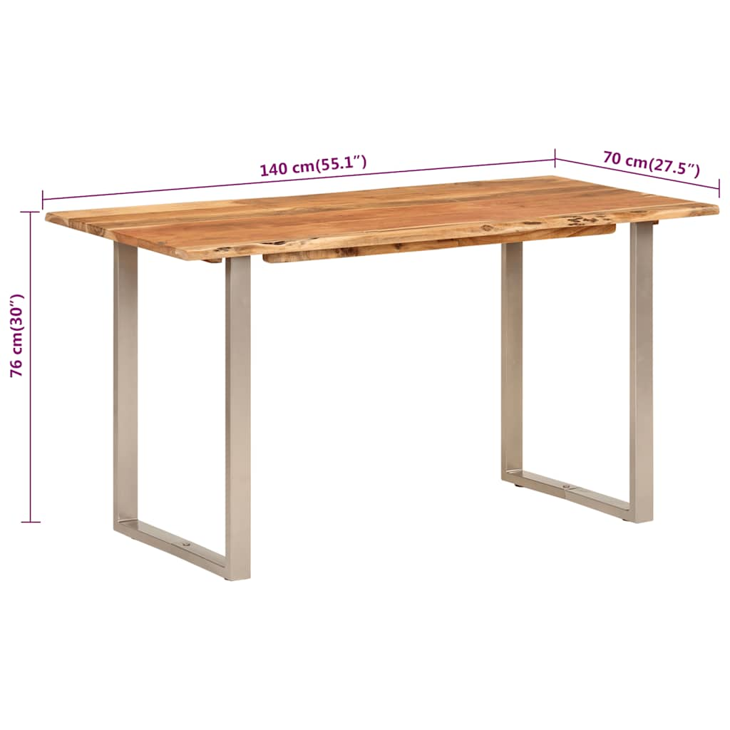 Kitchen table, 140 x 70 x 76 cm, solid acacia wood