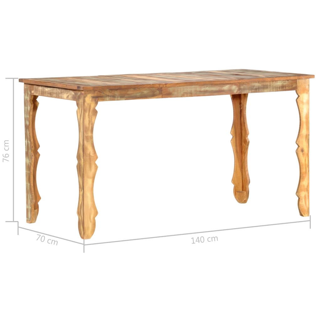 Kitchen table, 140 x 70 x 76 cm, solid recycled wood