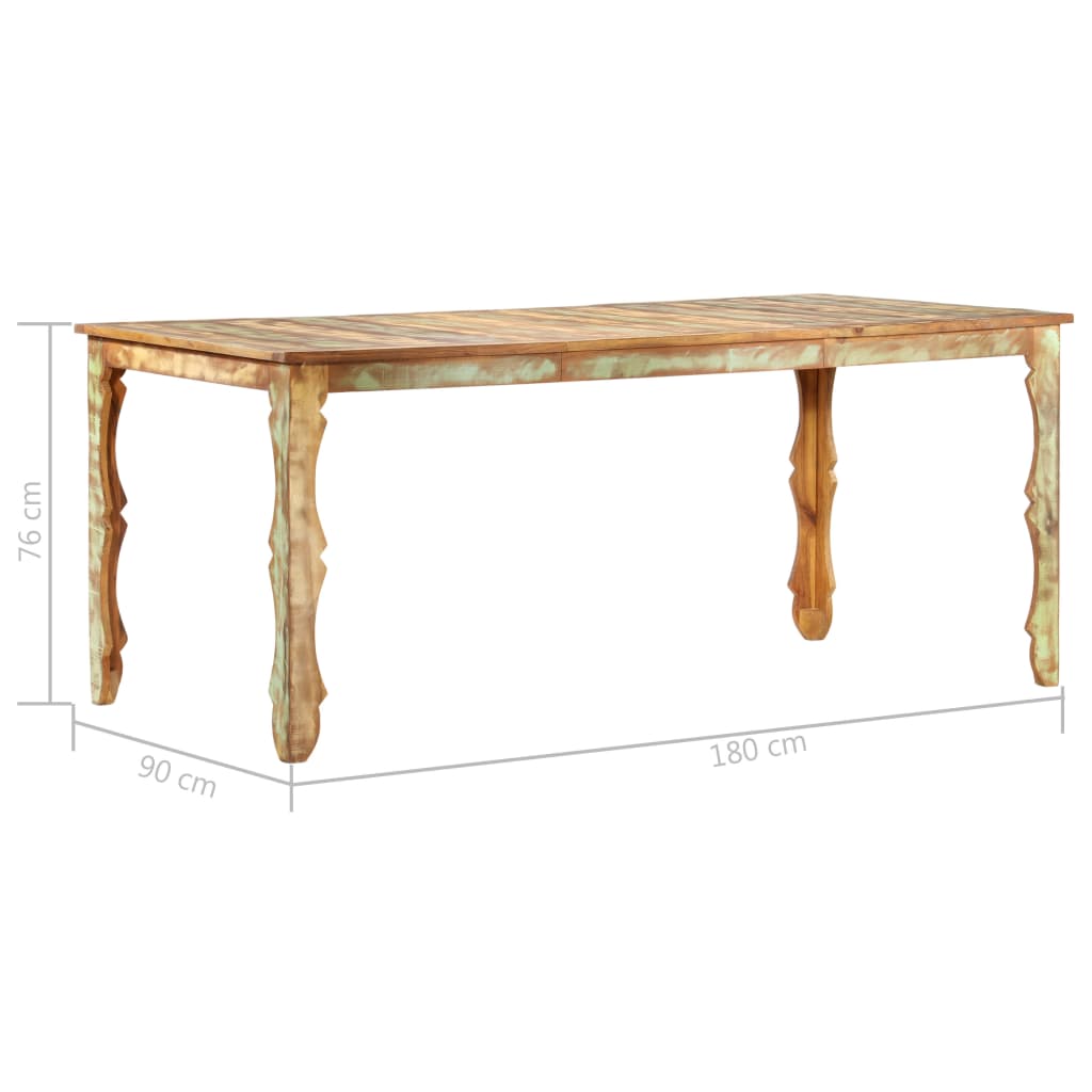 Kitchen table, 180 x 90 x 76 cm, solid recycled wood