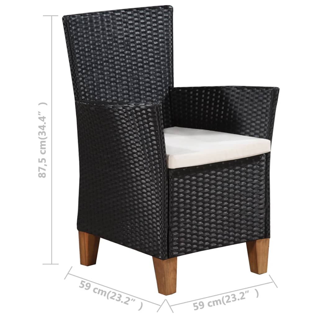 Set mobilier de exterior, 5 piese, negru și maro, poliratan