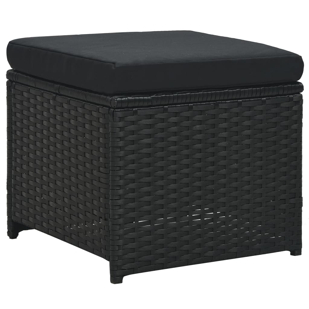 Set mobilier de grădină cu perne, 6 piese, negru, poliratan