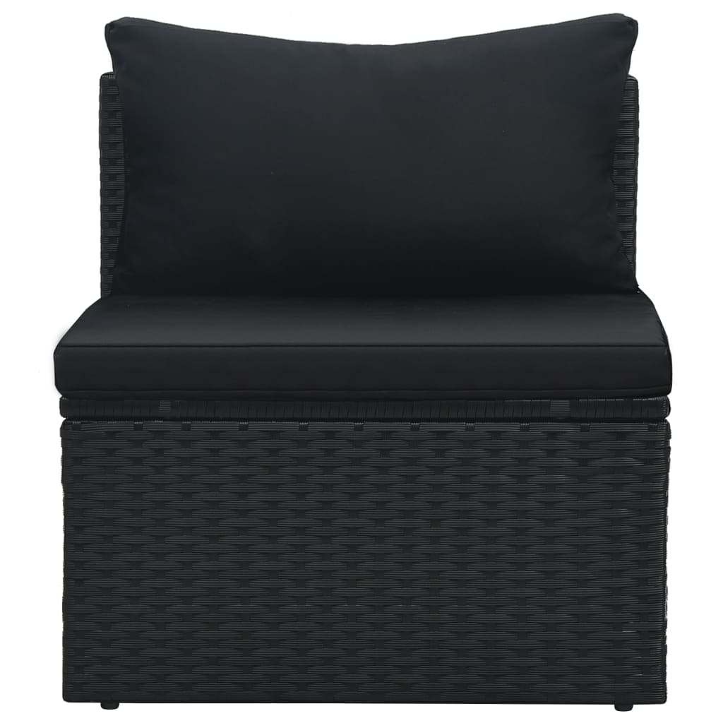 Set mobilier de grădină cu perne, 6 piese, negru, poliratan