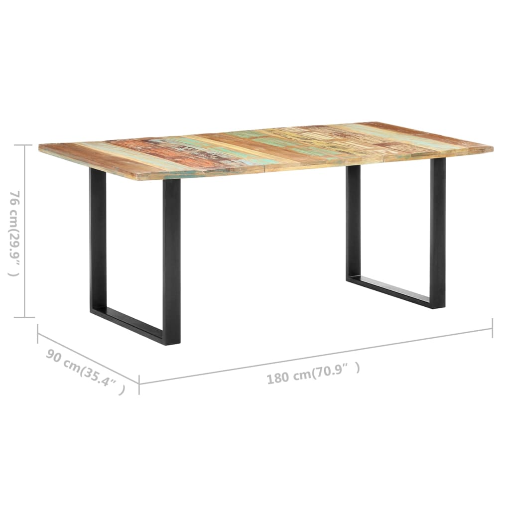 Kitchen table, 180 x 90 x 76 cm, solid recycled wood