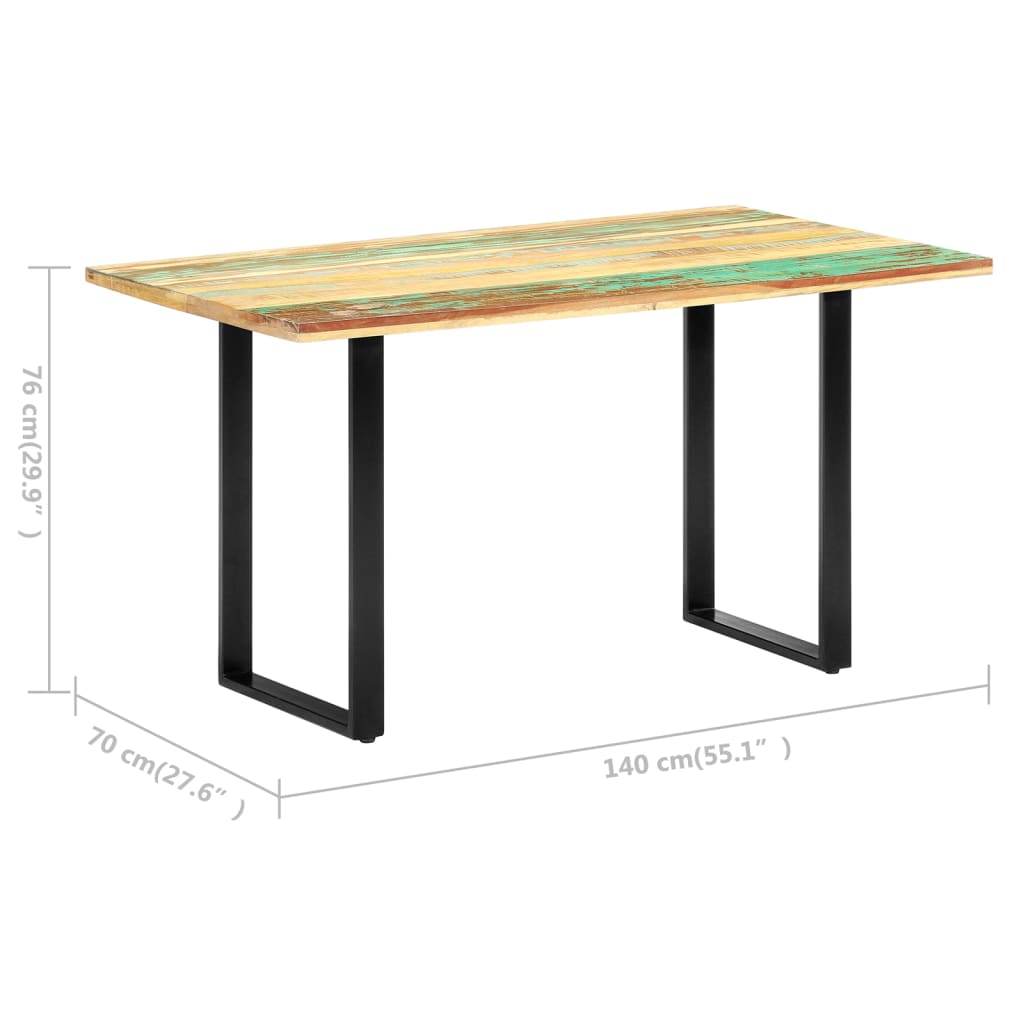 Kitchen table, 140 x 70 x 76 cm, solid recycled wood