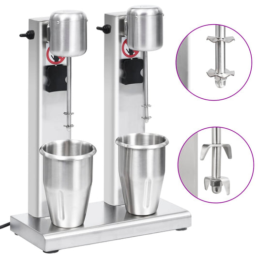 Milkshake mixer with 2 bowls, stainless steel, 2 L