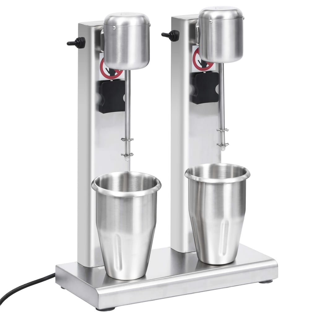 Milkshake mixer with 2 bowls, stainless steel, 2 L