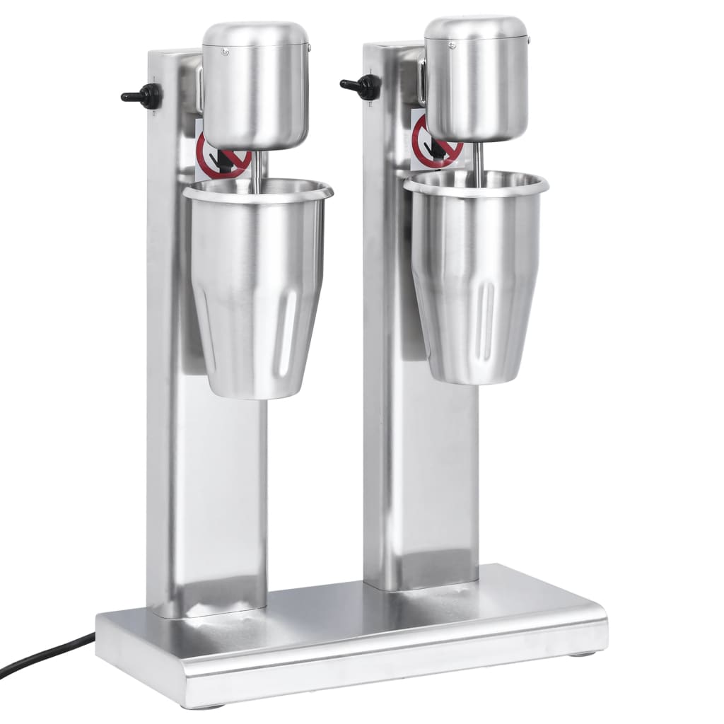 Milkshake mixer with 2 bowls, stainless steel, 2 L