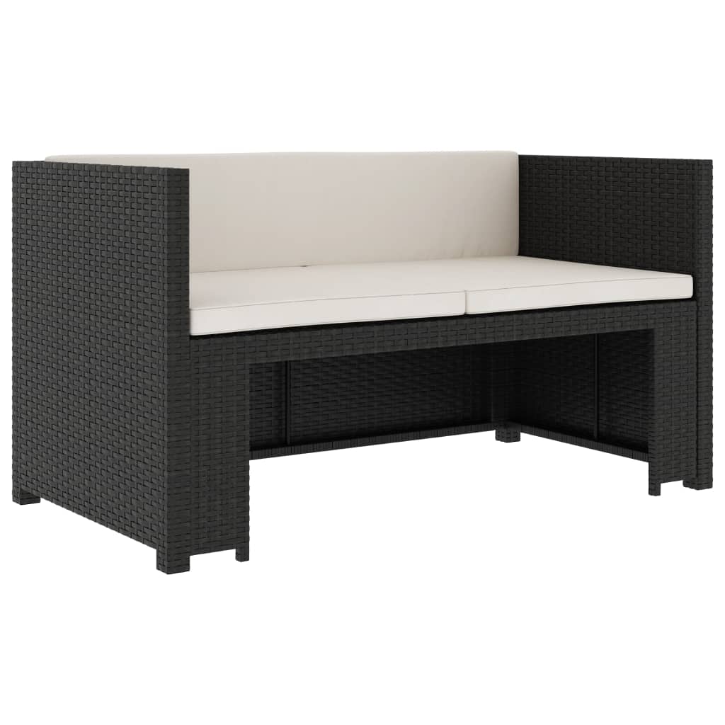 Set mobilier de grădină cu perne, 5 piese, negru, poliratan