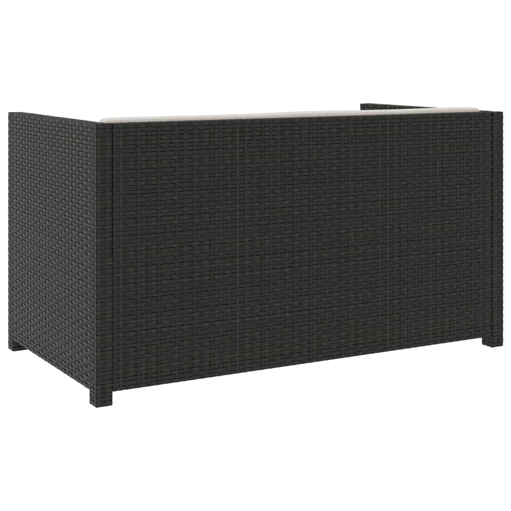 Set mobilier de grădină cu perne, 5 piese, negru, poliratan