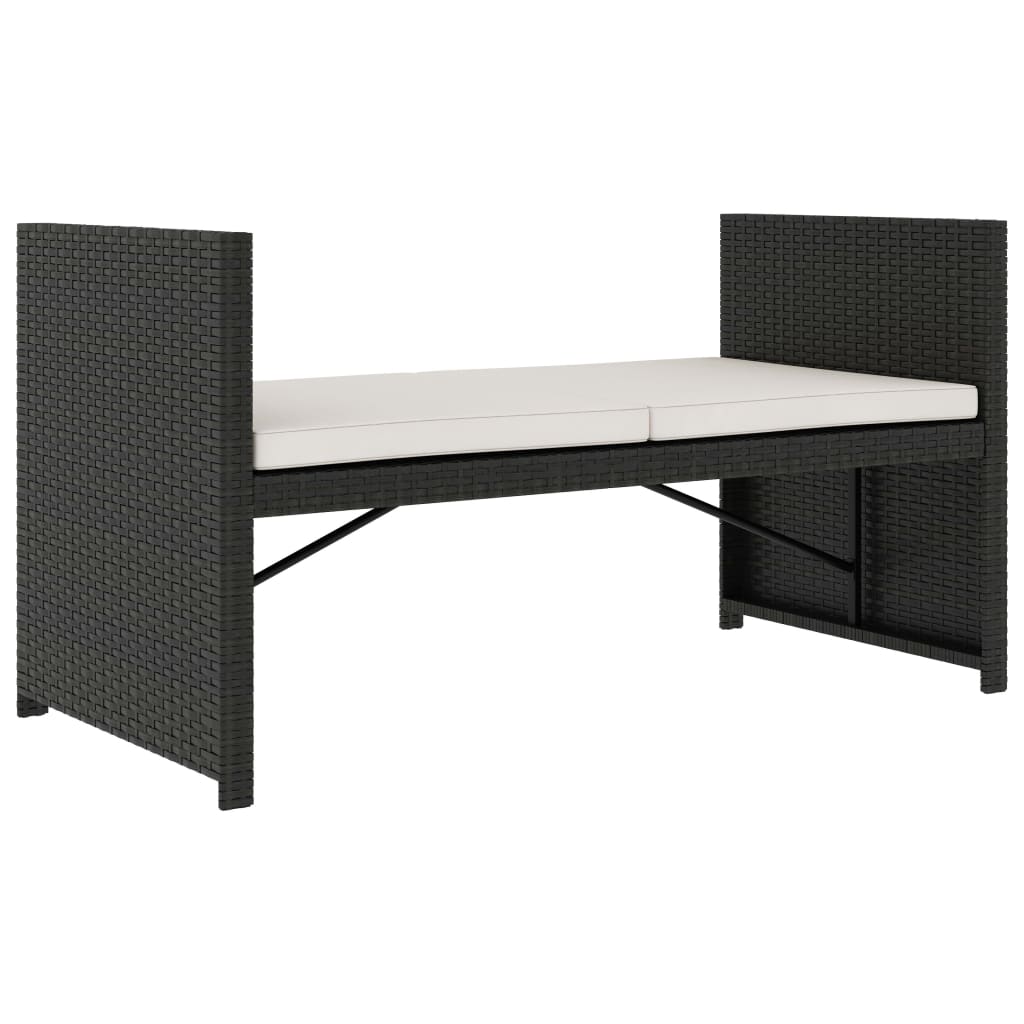 Set mobilier de grădină cu perne, 5 piese, negru, poliratan