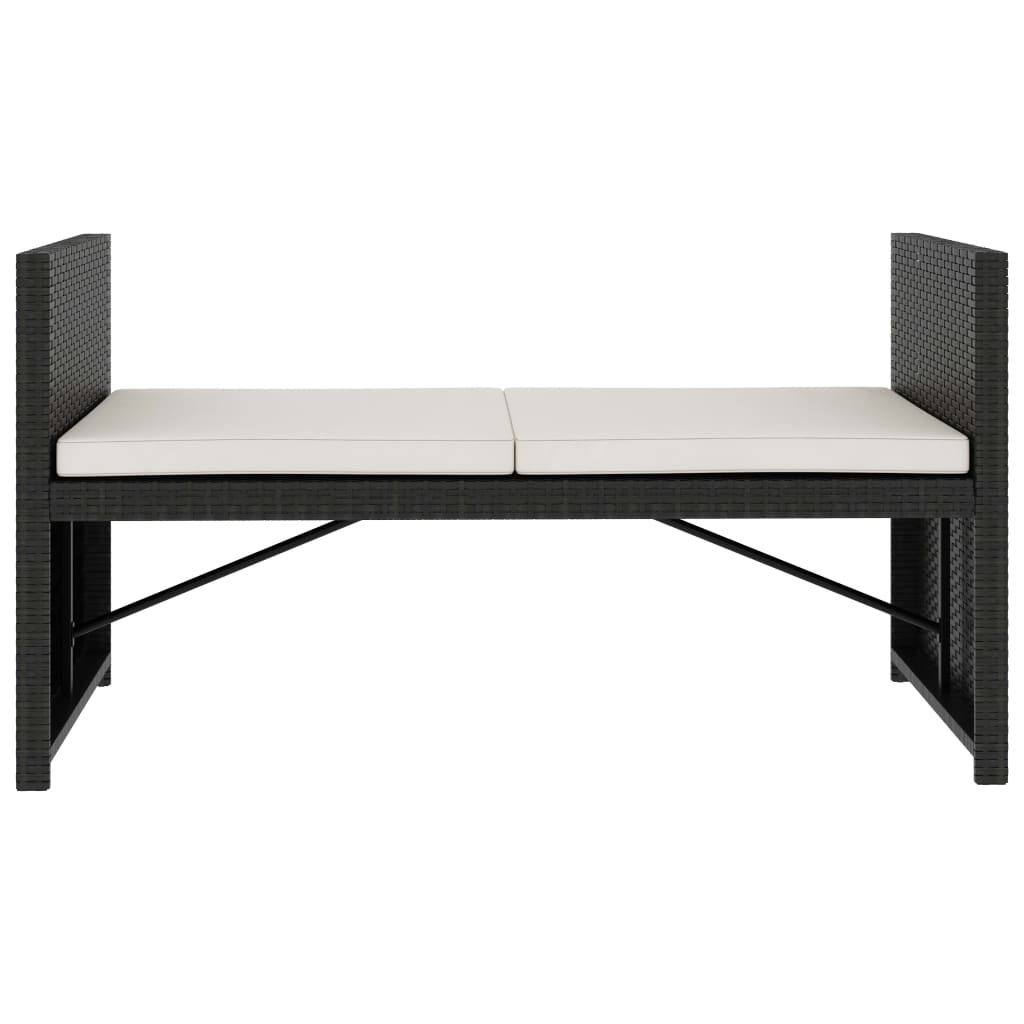 Set mobilier de grădină cu perne, 5 piese, negru, poliratan