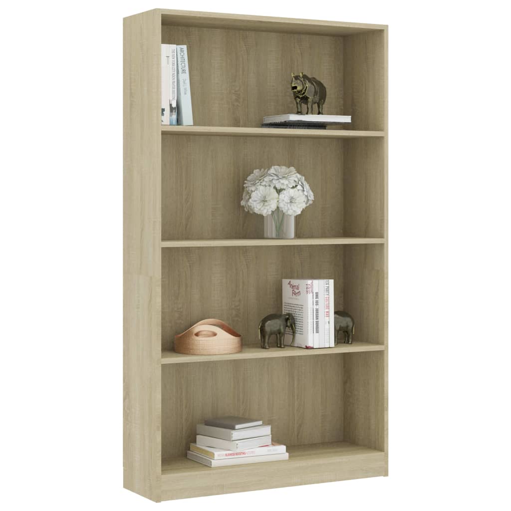 Bookcase 4 shelves sonoma oak 80x24x142 cm processed wood