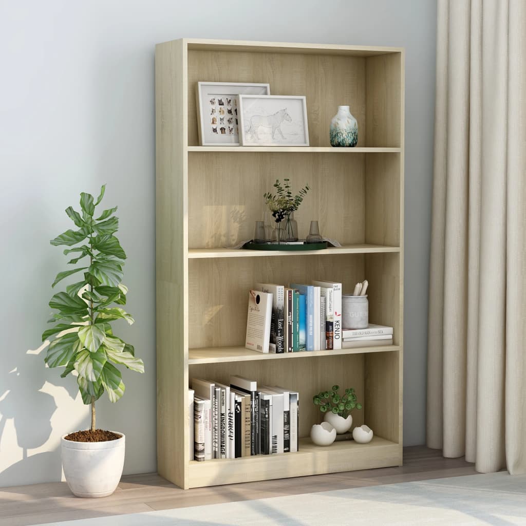 Bookcase 4 shelves sonoma oak 80x24x142 cm processed wood