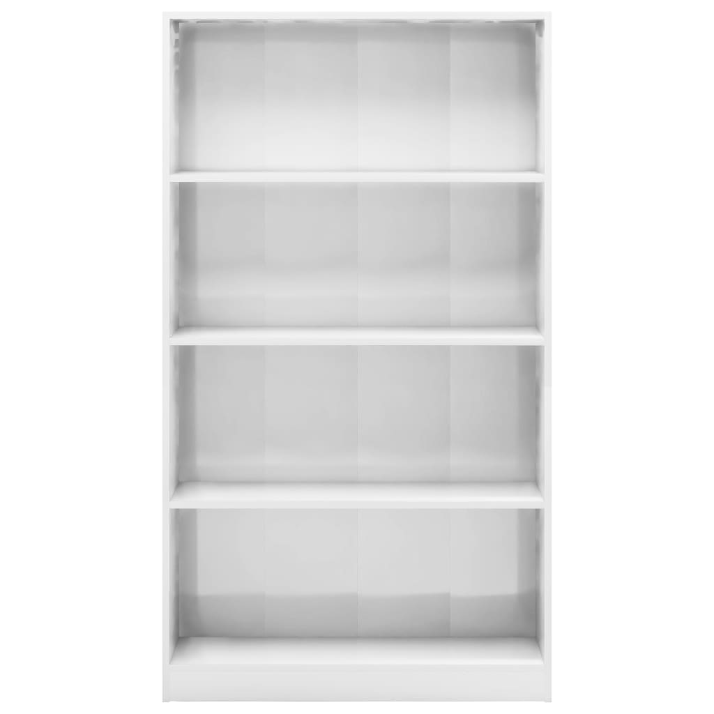 Bookcase 4 shelves, glossy white, 80x24x142 cm, processed wood