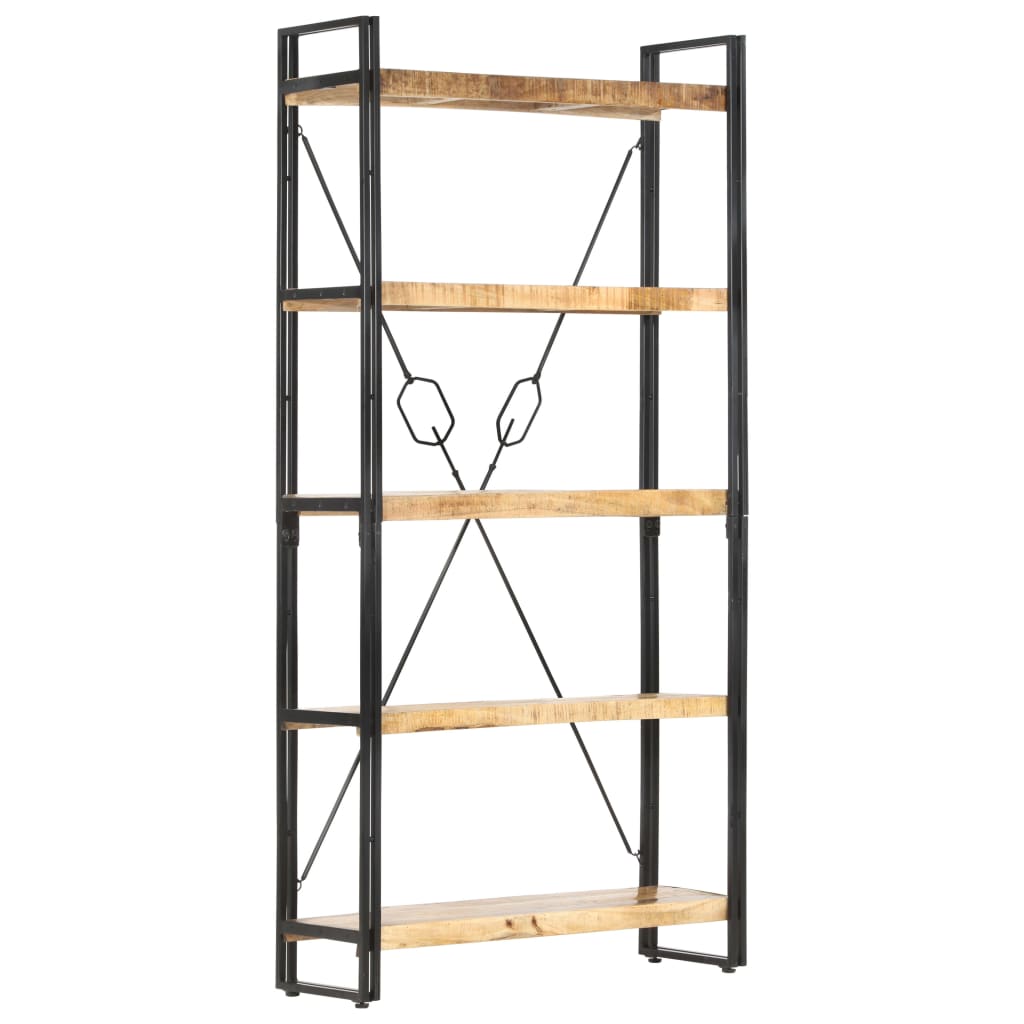 Bookcase with 5 shelves, 90 x 30 x 180 cm, solid mango wood