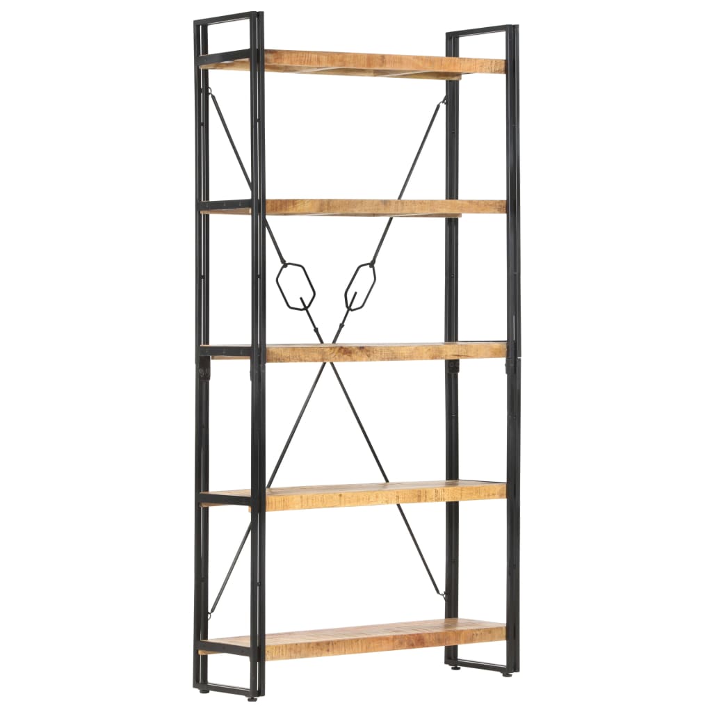 Bookcase with 5 shelves, 90 x 30 x 180 cm, solid mango wood