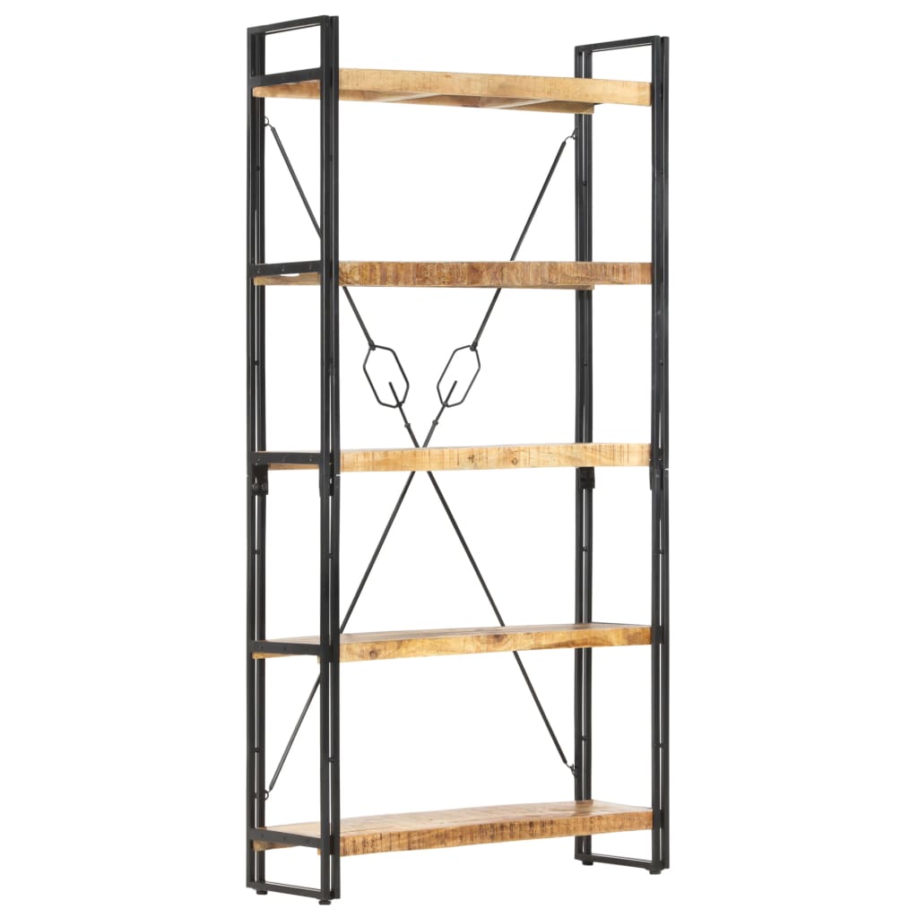 Bookcase with 5 shelves, 90 x 30 x 180 cm, solid mango wood