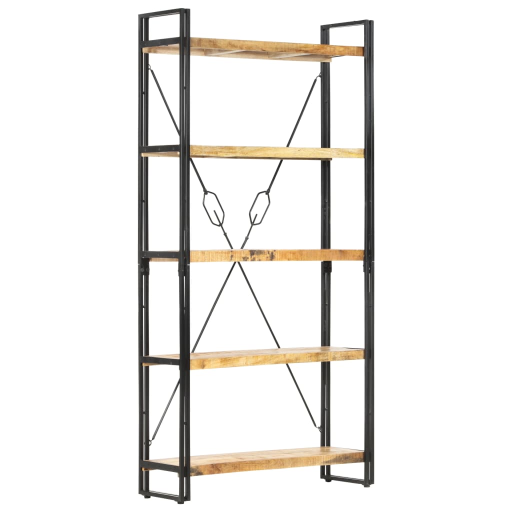 Bookcase with 5 shelves, 90 x 30 x 180 cm, solid mango wood