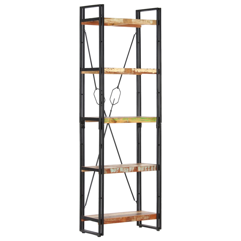 Bookcase with 5 shelves, 60 x 30 x 180 cm, solid recycled wood