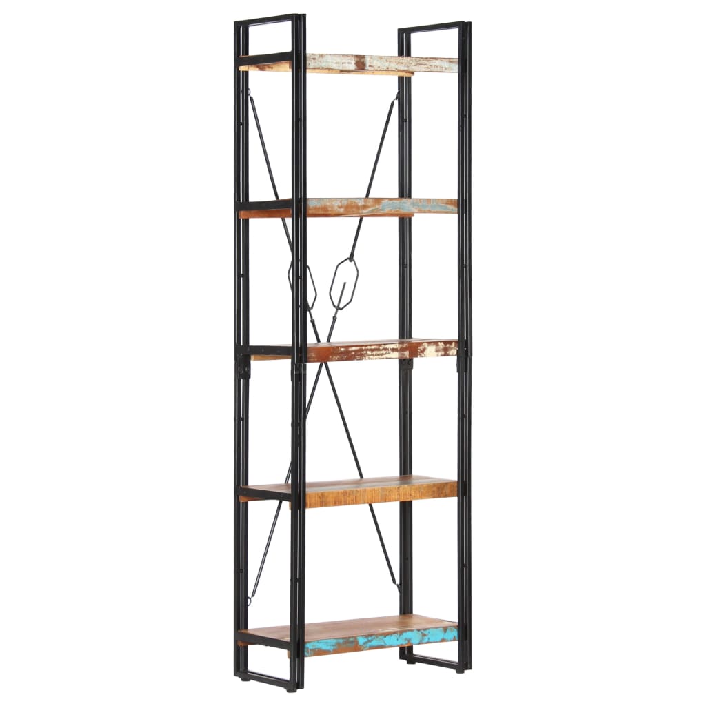 Bookcase with 5 shelves, 60 x 30 x 180 cm, solid recycled wood