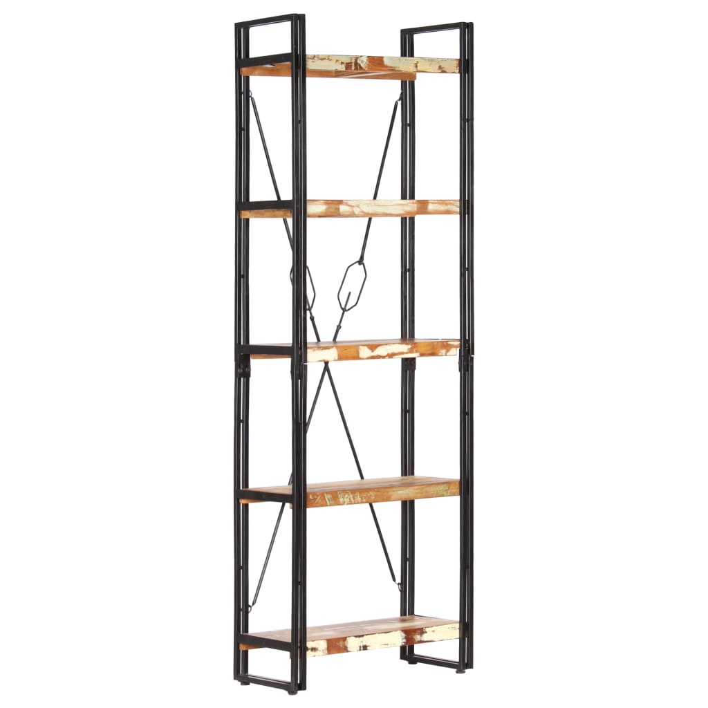 Bookcase with 5 shelves, 60 x 30 x 180 cm, solid recycled wood