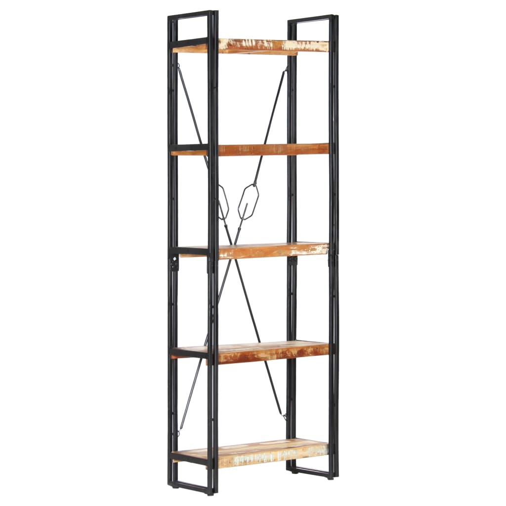 Bookcase with 5 shelves, 60 x 30 x 180 cm, solid recycled wood