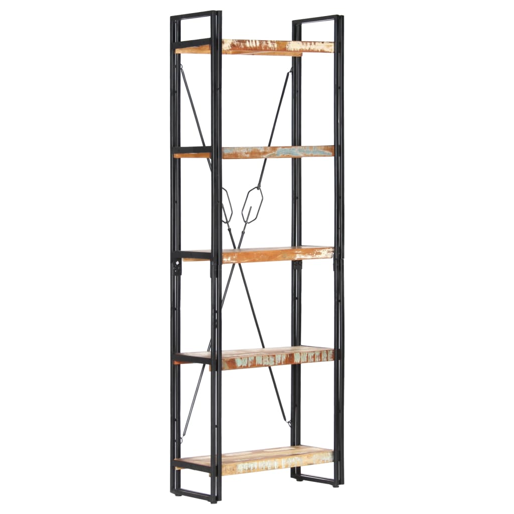 Bookcase with 5 shelves, 60 x 30 x 180 cm, solid recycled wood