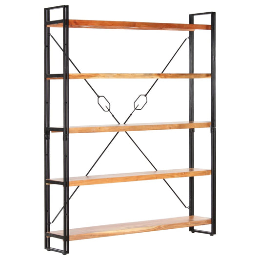 Bookcase with 5 shelves, 140x30x180 cm, solid acacia wood