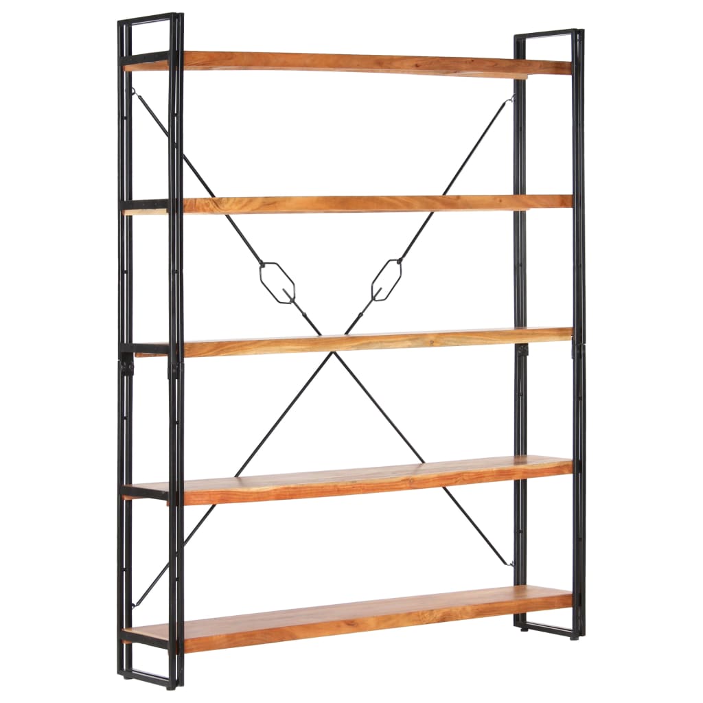 Bookcase with 5 shelves, 140x30x180 cm, solid acacia wood