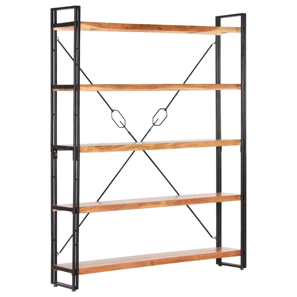 Bookcase with 5 shelves, 140x30x180 cm, solid acacia wood