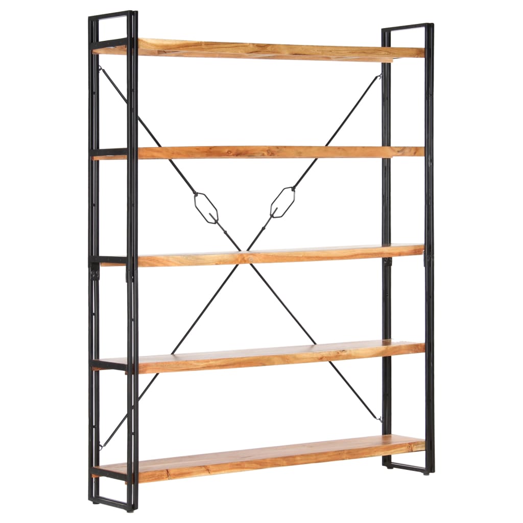 Bookcase with 5 shelves, 140x30x180 cm, solid acacia wood